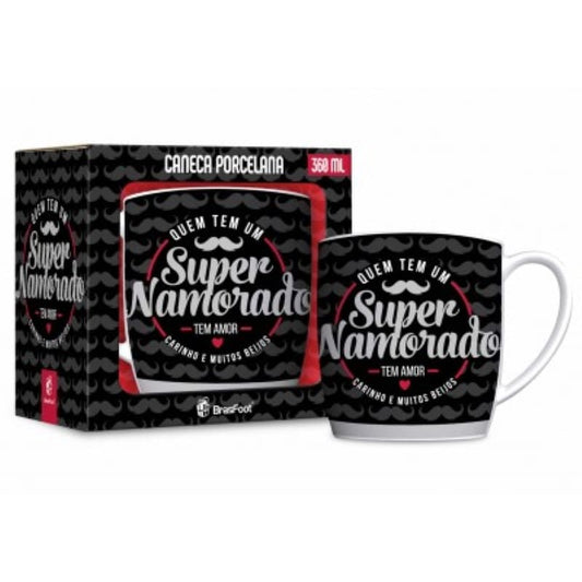 Caneca de Porcelana Urban 300 ml - Super Namorado | Brasfoot Presentes