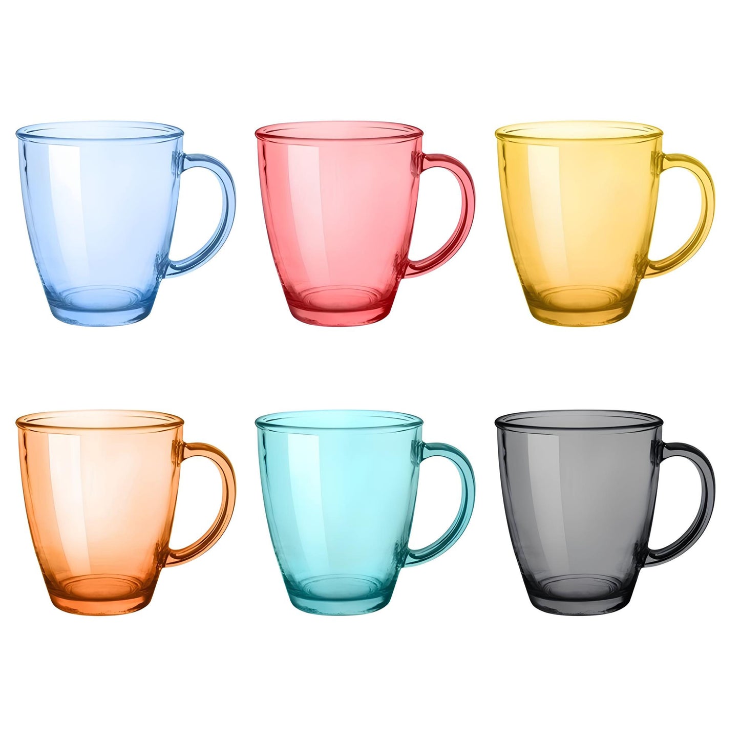 Caneca de Vidro Coloridas 360 ml – Jogo com 6 Peças – Casambiente Vidro Resistente para Café, Chá e Bebidas Geladas – Design Moderno e Versátil
