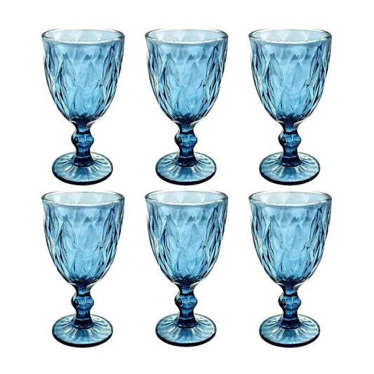 Jogo 6 Taças Vidro Diamond Safira 330 ml | KE Home