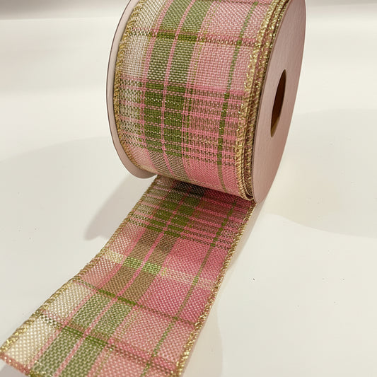 Fita Aramada FlorArte Xadrez 6,3 cm × 9,14 m – Tecido com Costura para Laços e Decoração