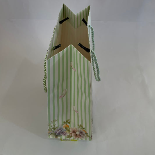 Sacola de Papel de Páscoa 23x18x10cm | Branco e Verde | FlorArte