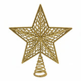 Ponteira Estrela Vazada com Glitter 20 × 20 cm – Topo de Árvore de Natal Brilhante