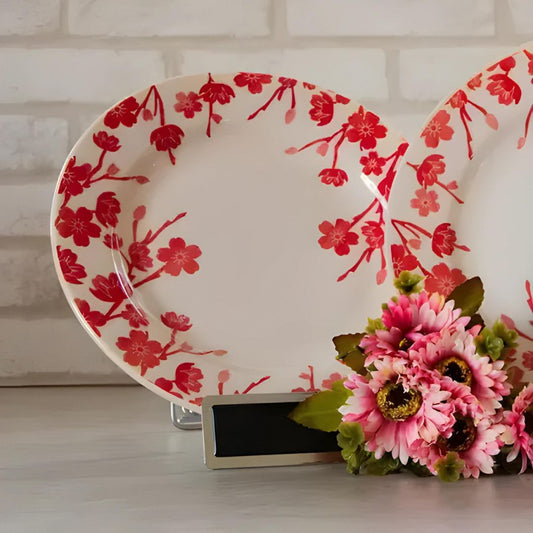 Prato Raso 24 cm Donna Jardim Oriental – Vermelho | Cerâmica Oxford Biona
