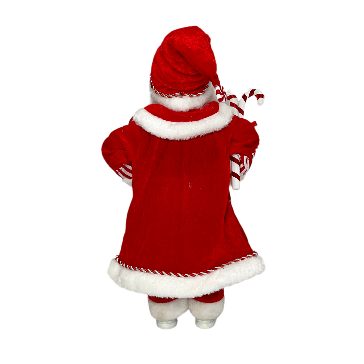 Papai Noel em Pé 45 cm Vermelho e Branco com Listrados Carregando Pirulito e Bengalas - Decoração de Natal | FlorArte