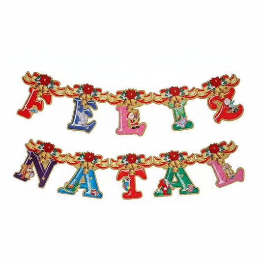 Cordão / Varal Decorativo “Feliz Natal” – Enfeite Natalino Art Christmas para Parede, Porta ou Lareira