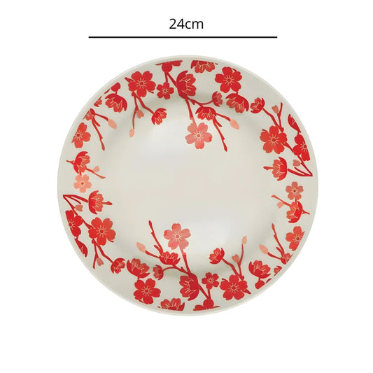 Prato Raso 24 cm Donna Jardim Oriental – Vermelho | Cerâmica Oxford Biona