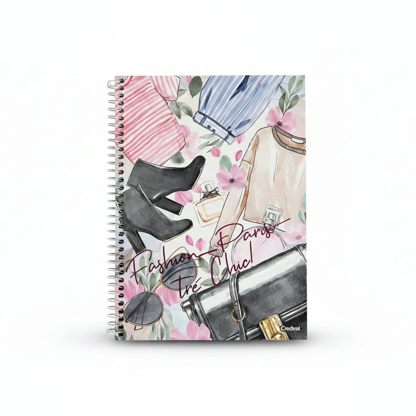 Caderno Bella Paris 1 Matéria 80 Folhas Espiral Credeal Capa Dura Universitário