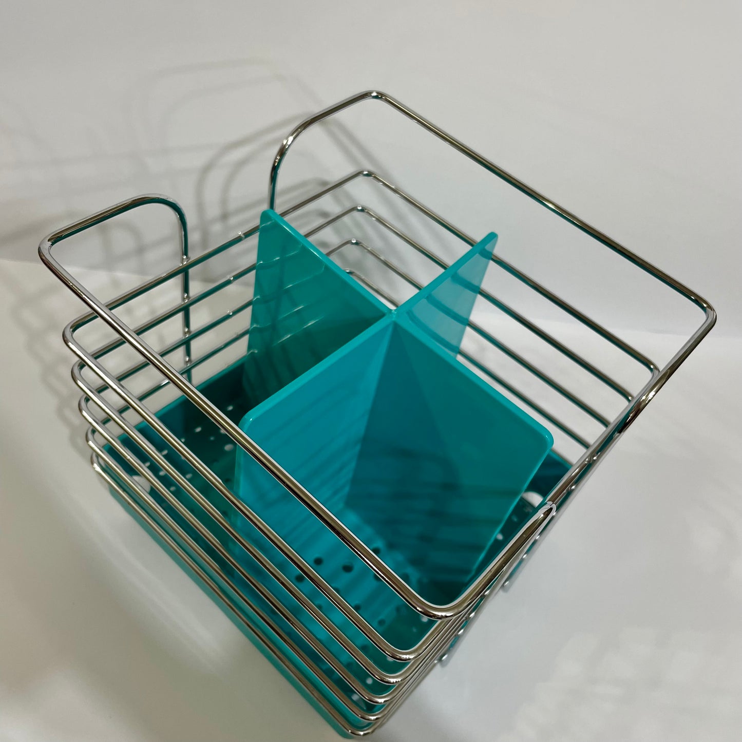 Porta Talher Quadrado Aço Cromado - Azul Turquesa | Niquelart