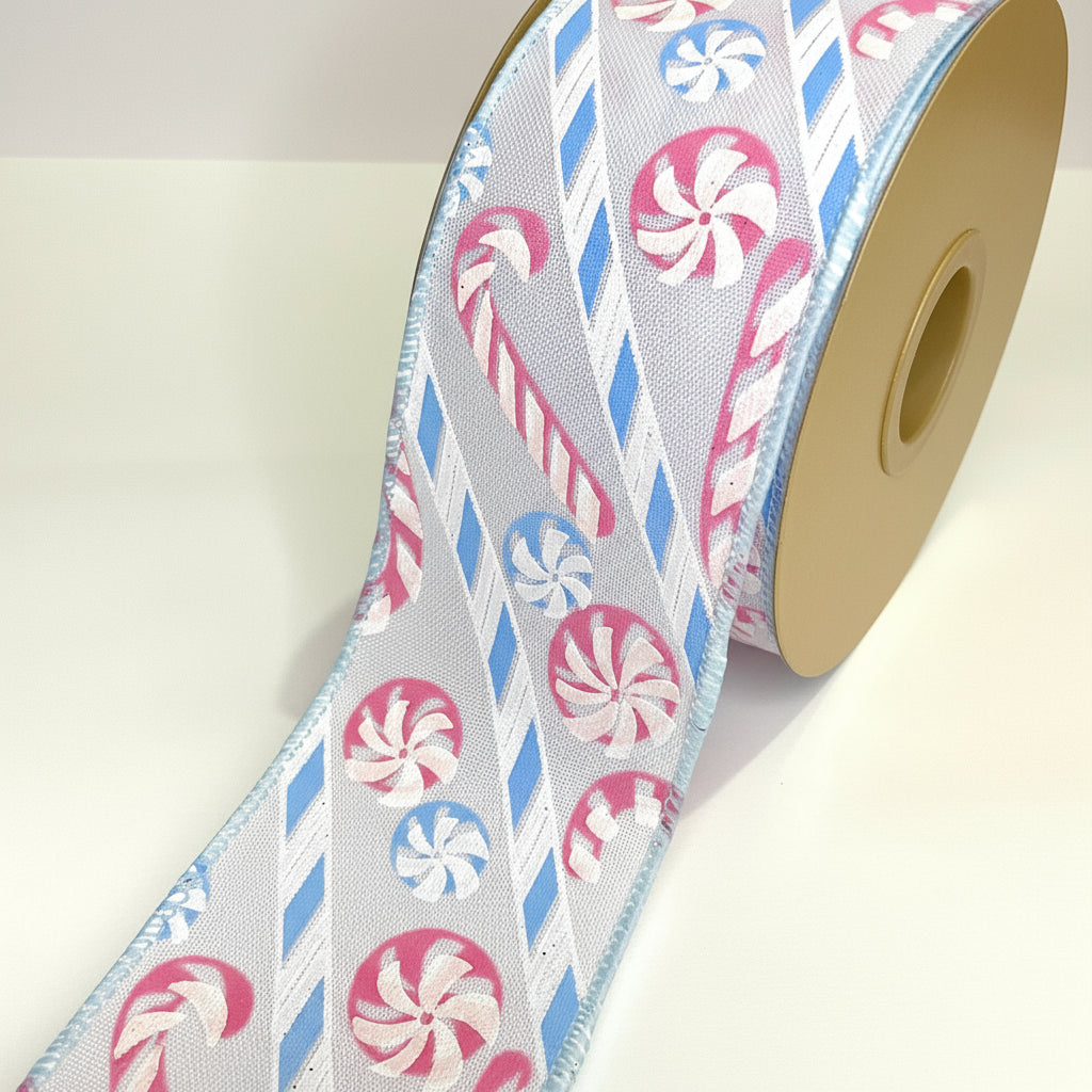 Fita Aramada FlorArte 6,3 cm×9,14 m – Rolo Decorativo Rosa e Azul – Laços & Arranjos