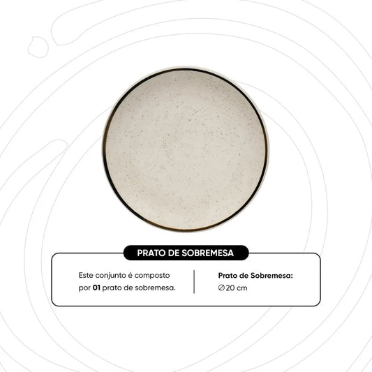 Prato Sobremesa Cerâmica Unni Brisa – Elegância em 20 cm