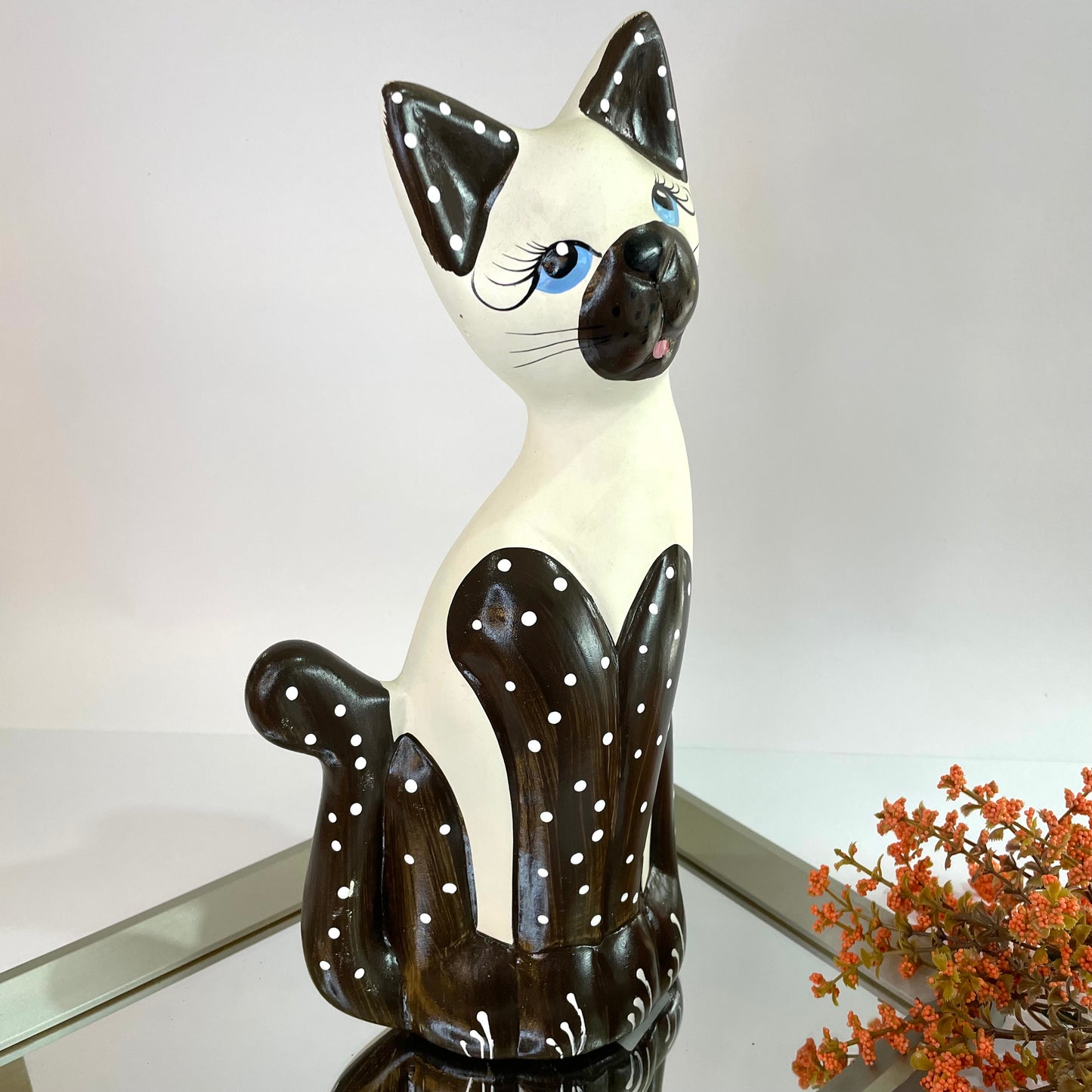 Decoração Gato em Cerâmica 33 cm – Marrom | Elegância e Estilo para sua Casa