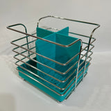Porta Talher Quadrado Aço Cromado - Azul Turquesa | Niquelart