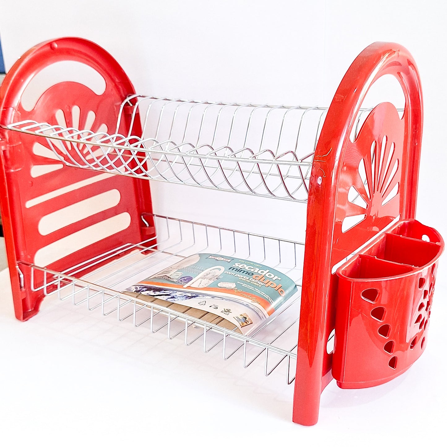 Secador de Louças Mimo Duplo com Porta-Talheres – Niquelart | Aço Cromado