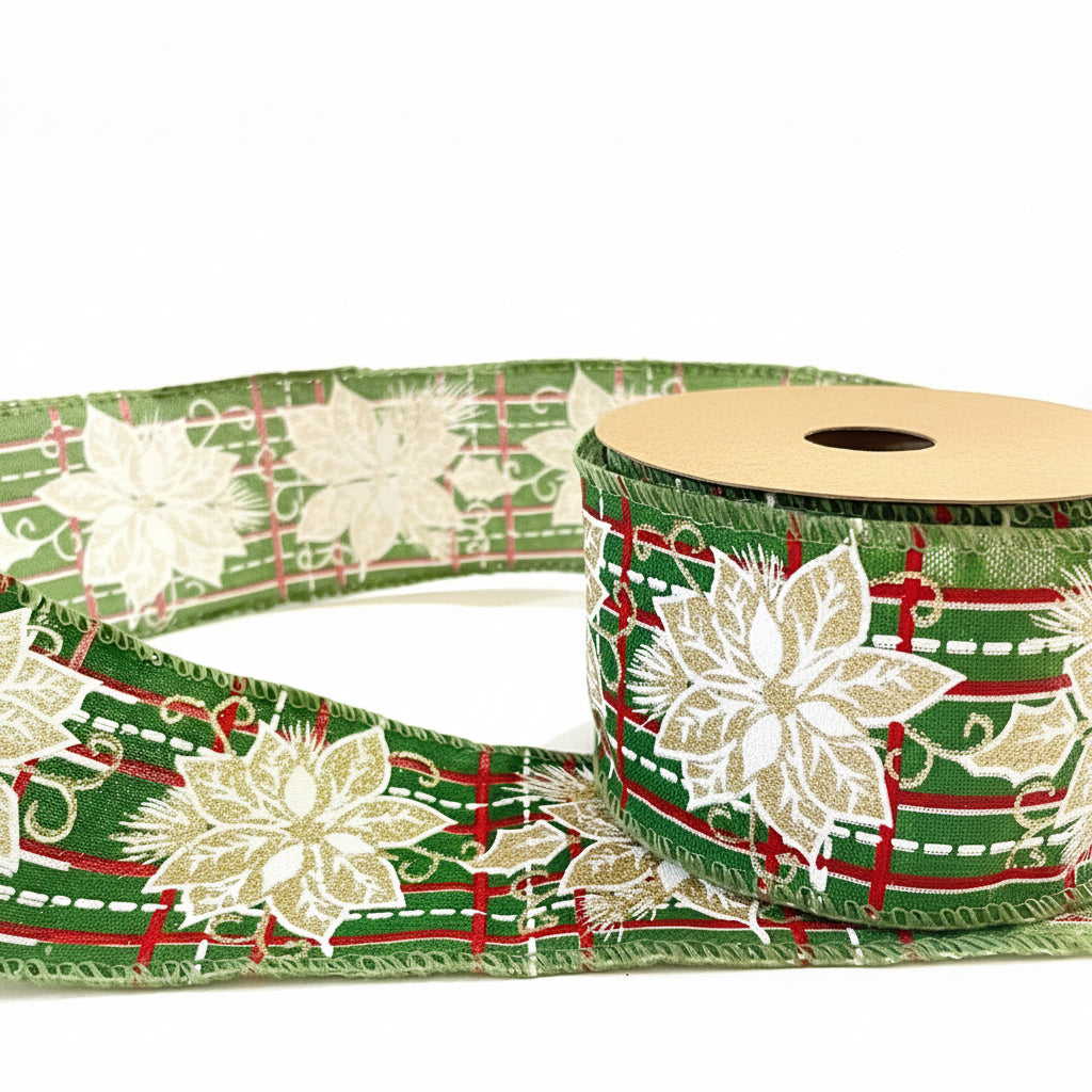 Fita Aramada FlorArte Xadrez 6,3 cm × 9,14 m – Fita Decorativa para Festa, Natal, Presentes