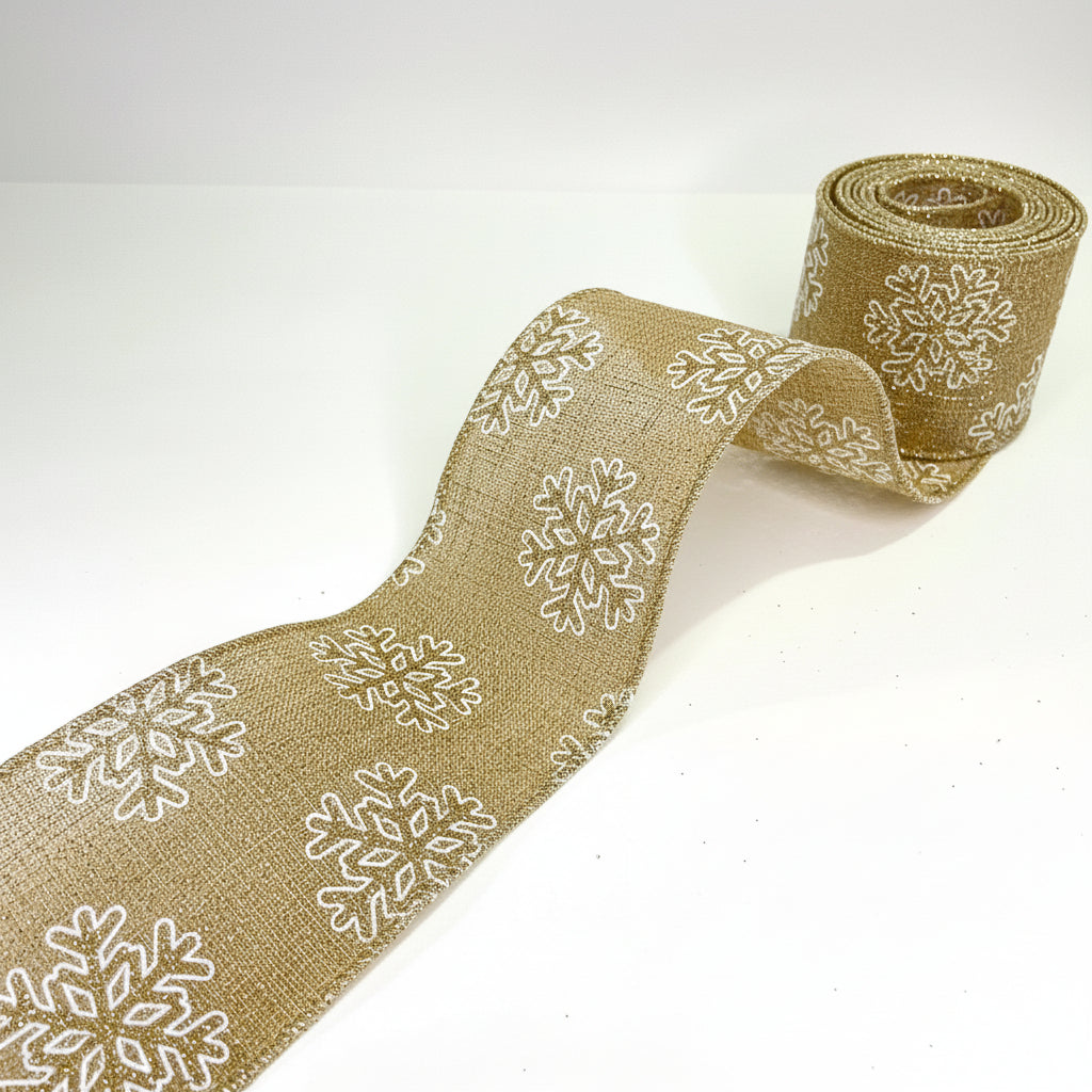 Fita Decorativa Aramada Linho com Glitter FlorArte 6,3 cm x 9,14 m – Ideal para Laços, Presentes e Decoração Festiva