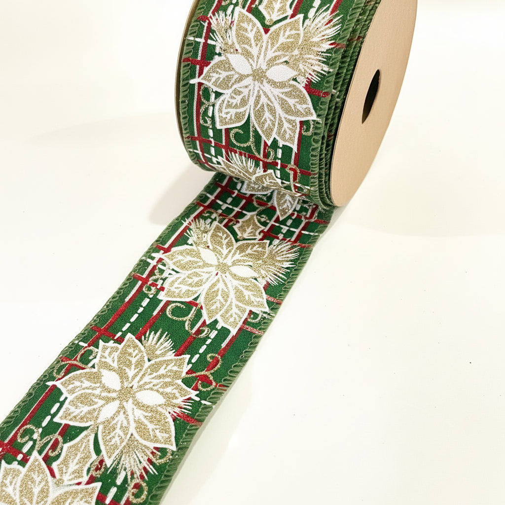 Fita Aramada FlorArte Xadrez 6,3 cm × 9,14 m – Fita Decorativa para Festa, Natal, Presentes