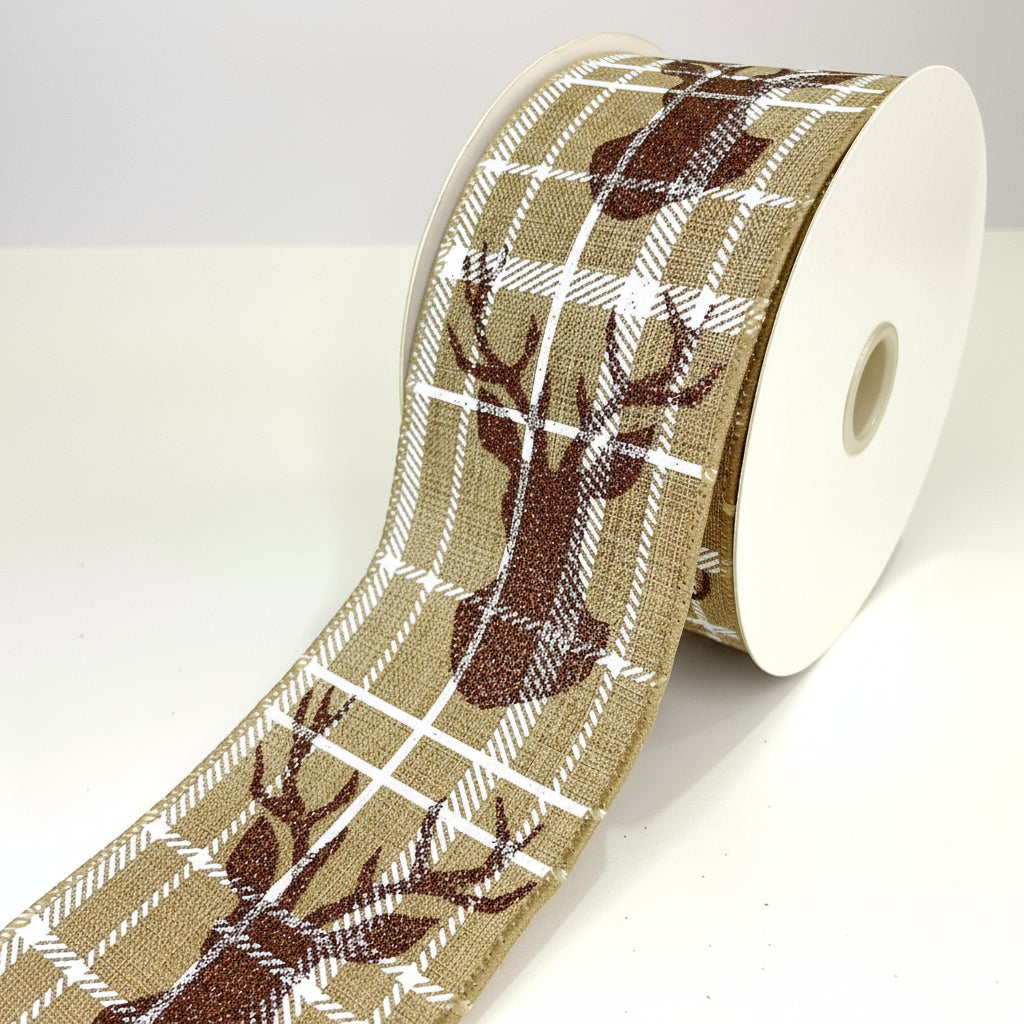 Fita Aramada Natal com Glitter FlorArte – Tema Rena – 6,3 cm x 9,14 m – Decoração Árvores, Laços e Arranjos