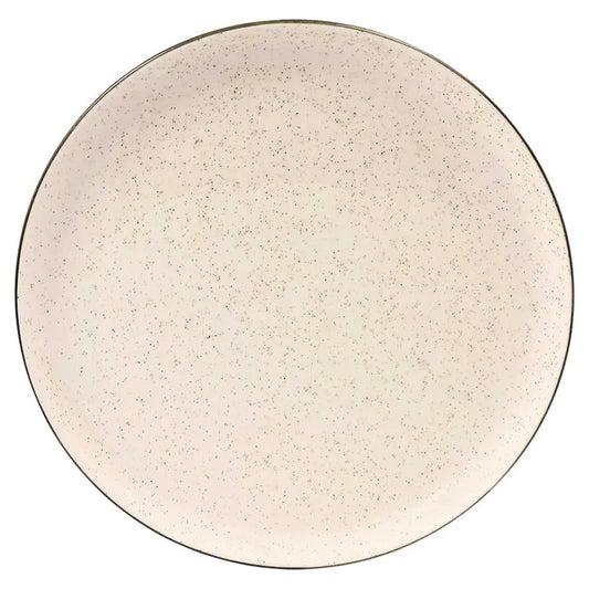 Prato Raso Cerâmica 26 cm Flat Duna Oxford – Cerâmica Off-White e Marrom
