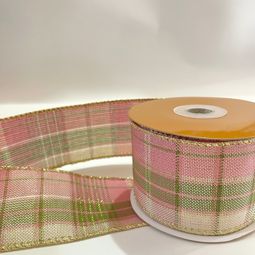 Fita Aramada FlorArte Xadrez 6,3 cm × 9,14 m – Tecido com Costura para Laços e Decoração
