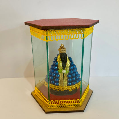 Decoração Cúpula de Vidro 11 cm - Nossa Senhora Aparecida com Pérolas