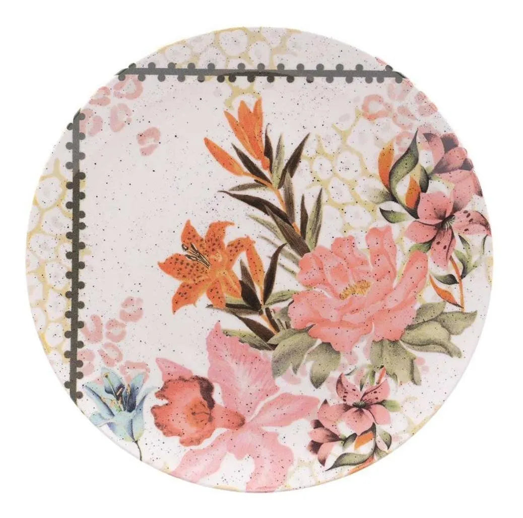 Conjunto de Pratos Rasos Cerâmica 26 cm Unni Buquê Tropical – Cerâmica Oxford