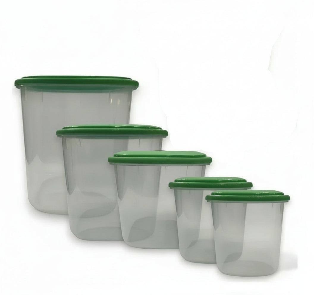 Conjunto 5 Potes Quadrados Sanremo Vac Freezer – Herméticos, BPA-Free, Plástico Resistente | 1L / 1,7L / 3,2L / 5,1L / 7,65L