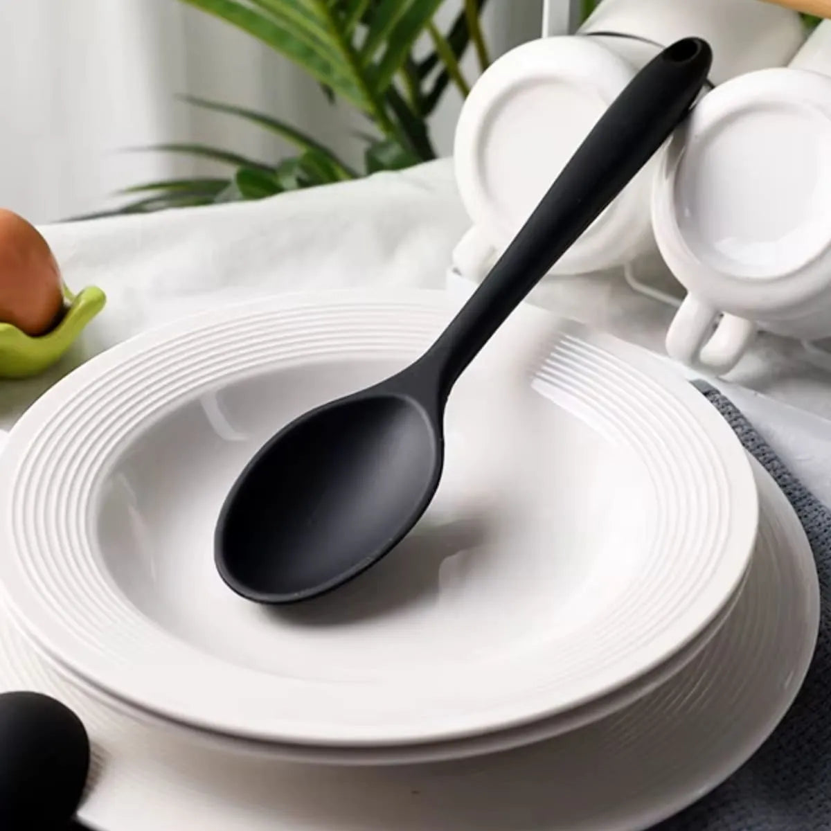 Colher de Silicone Funda Preta 27,5 cm – Utensílio Antiaderente para Panelas | BigSul