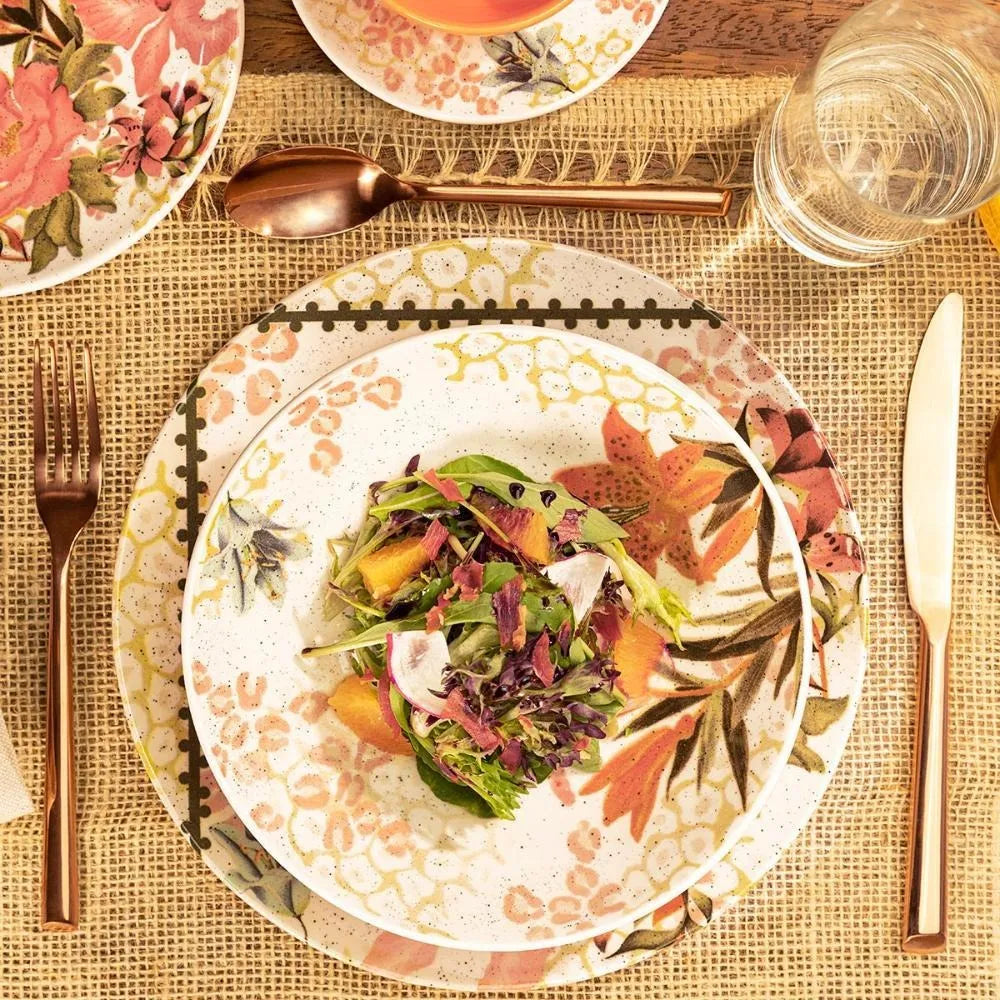 Conjunto de Pratos Rasos Cerâmica 26 cm Unni Buquê Tropical – Cerâmica Oxford