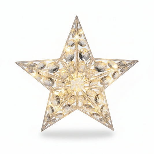 Ponteira Estrela Vazada para Árvore de Natal Lúmina Home – 21 LEDs Branco Quente 220 V | Iluminação Natalina Decoração Premium