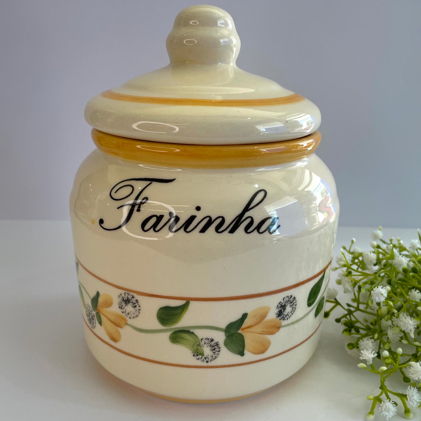 Pote de Mantimento Porta Farinha em Cerâmica – Star Bella | Organização e Estilo para sua Cozinha