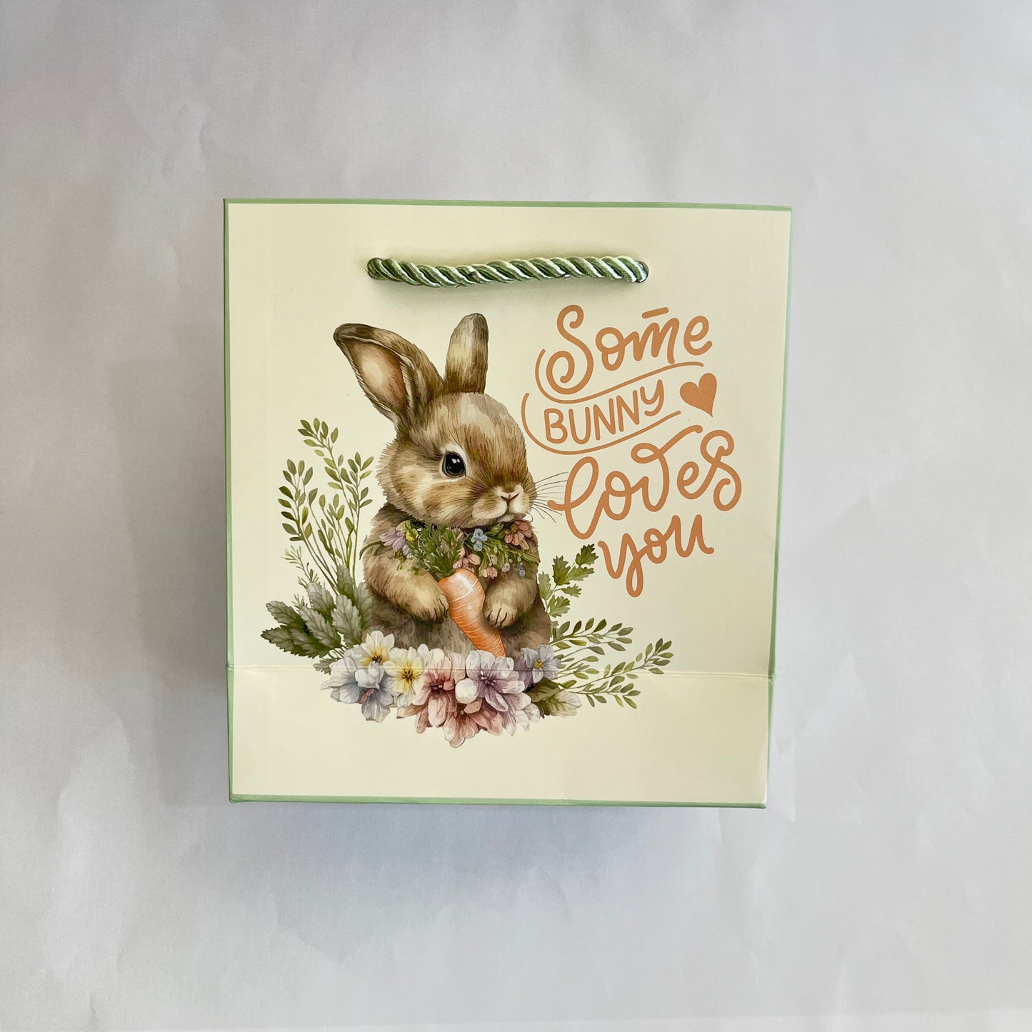 Sacola de Papel de Páscoa 15,5x14,3x7cm | Bege Verde | FlorArte