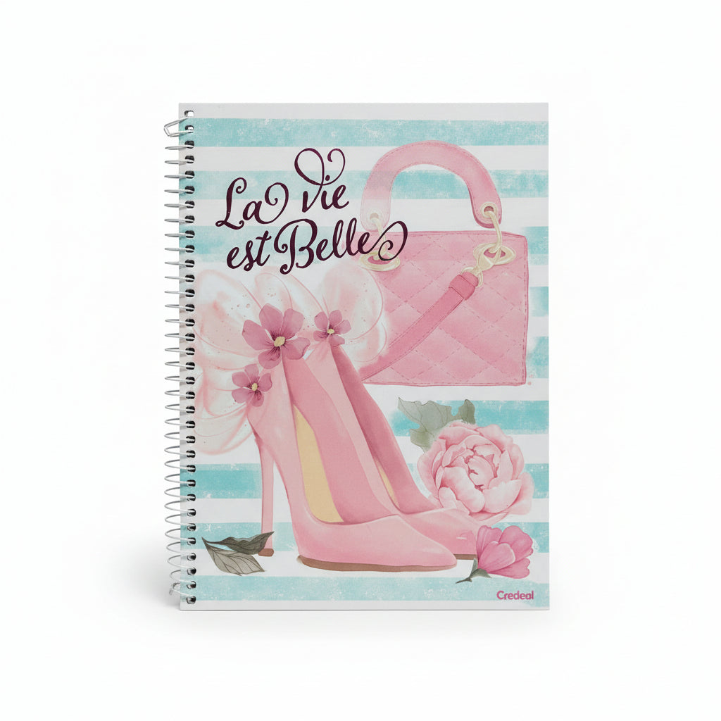 Caderno Bella Paris 1 Matéria 80 Folhas Espiral Credeal Capa Dura Universitário