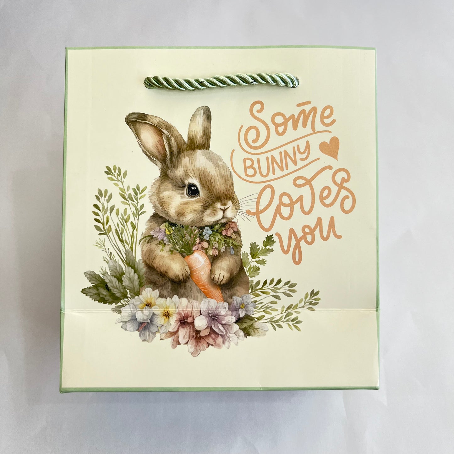 Sacola de Papel de Páscoa 15,5x14,3x7cm | Bege Verde | FlorArte