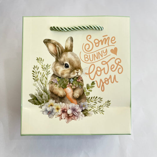 Sacola de Papel de Páscoa 15,5x14,3x7cm | Bege Verde | FlorArte