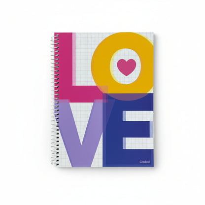Caderno Love Credeal  1 Matéria 96 Folhas Capa Dura – Universitário Espiral – Estampa Corações