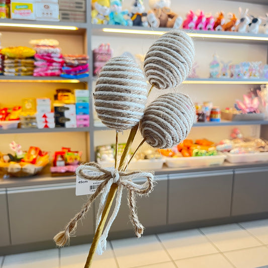 Decoração Ovos de Páscoa Rústicos com Laço 45 cm | Bege e Off White | FlorArte