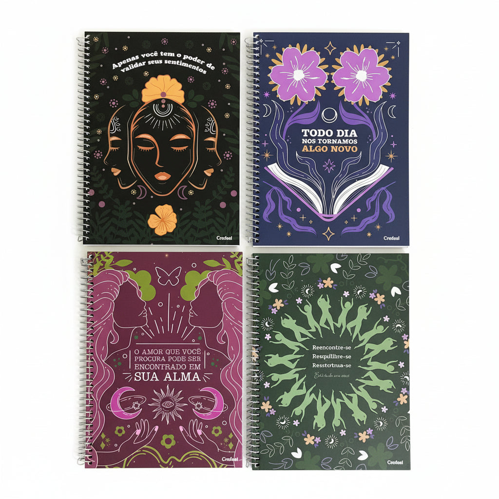 Caderno A Deusa 1 Matéria 80 Folhas Estampa Frases Motivacionais Universitário Capa Dura Credeal