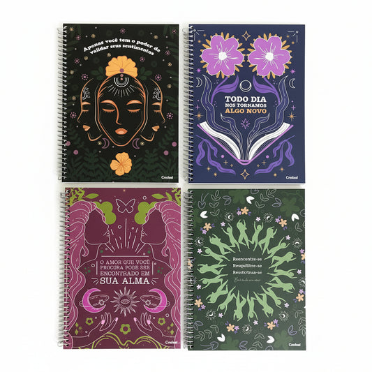 Caderno A Deusa 1 Matéria 80 Folhas Estampa Frases Motivacionais Universitário Capa Dura Credeal