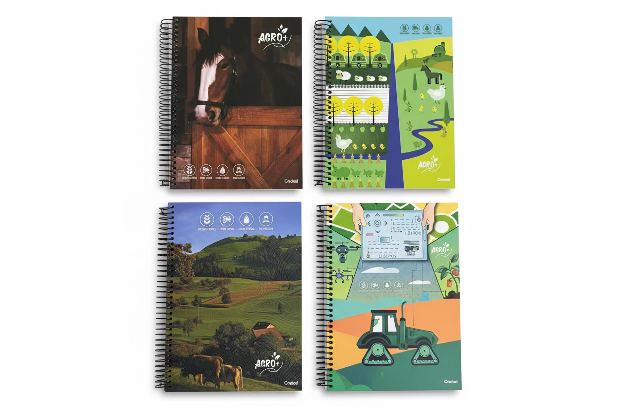 Caderno Agro+ 10 Matérias 160 Folhas Universitário Credeal – Capa Dura, Espiral, Folhas Pautadas, Ideal Estudo e Organização