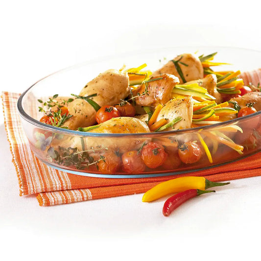 Assadeira de Vidro Oval Marinex Clássica 3,2 L - 35,2 x 24,4 x 6,6 cm – Vidro Temperado | Nadir