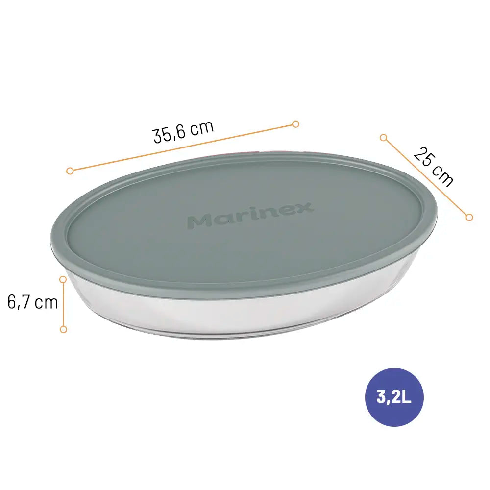 Assadeira de Vidro Oval com tampa Plástica 3,2 Litros | Nadir
