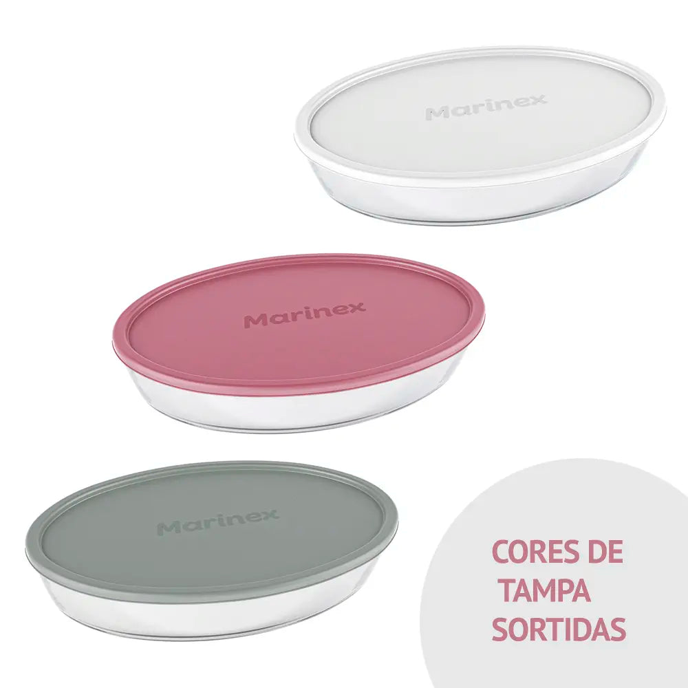 Assadeira de Vidro Oval com tampa Plástica 3,2 Litros | Nadir