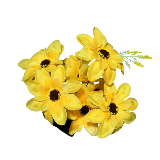 Buquê de Flores Dália Amarela com 10 Flores Sintéticas - 50 cm | FlorArte