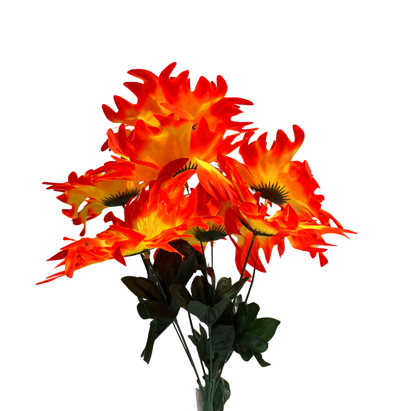 Buquê de Flores Dália Laranja com 7 Flores Sintéticas - 46 cm | FlorArte