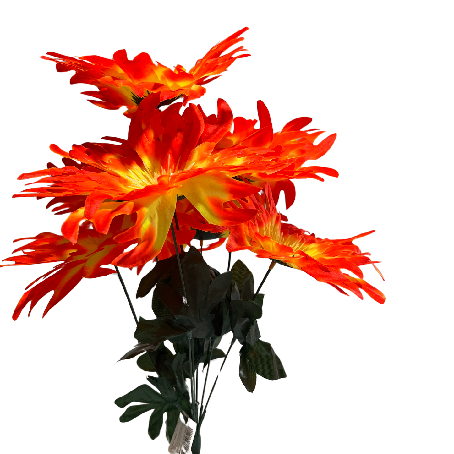 Buquê de Flores Dália Laranja com 7 Flores Sintéticas - 46 cm | FlorArte