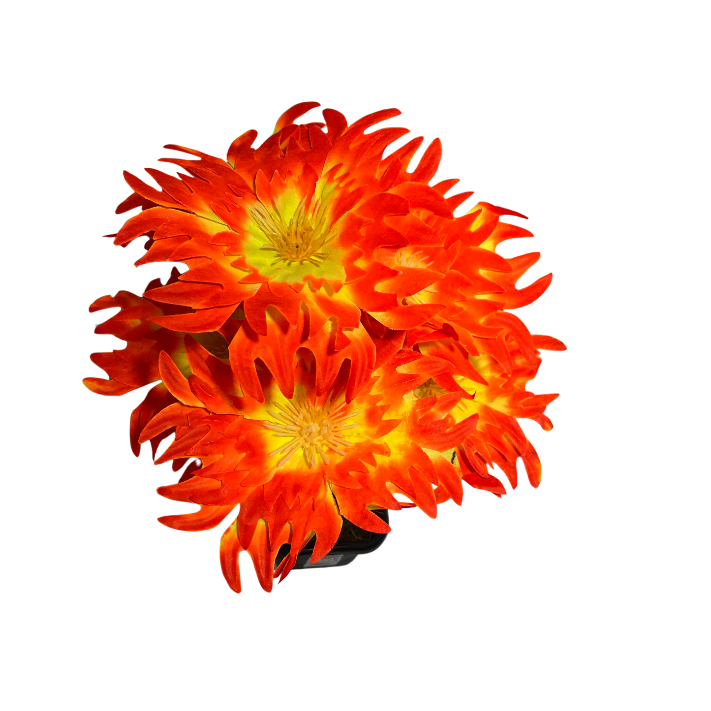 Buquê de Flores Dália Laranja com 7 Flores Sintéticas - 46 cm | FlorArte
