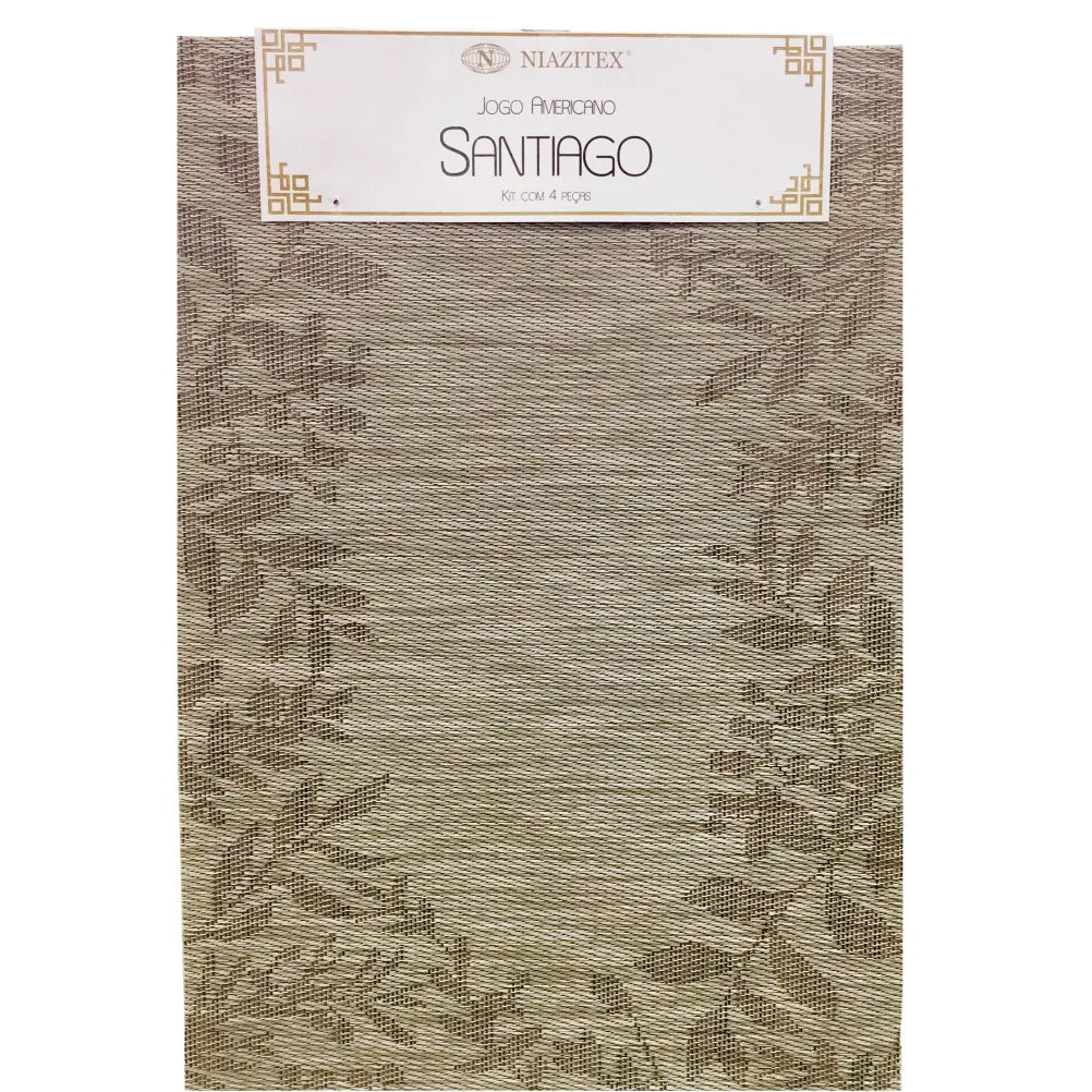 Jogo Americano Santiago 4 Peças 30×45 cm – Bege e Fendi Ramos | PVC Niazitex