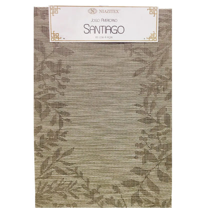 Jogo Americano Santiago 4 Peças 30×45 cm – Bege e Fendi Ramos | PVC Niazitex