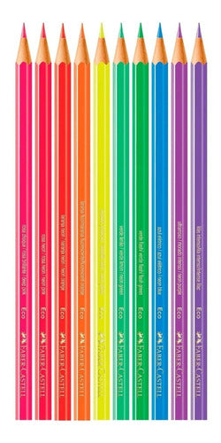 Lápis de Cor Sextavado Ecolapis 10 Cores Neon | Faber-Castell