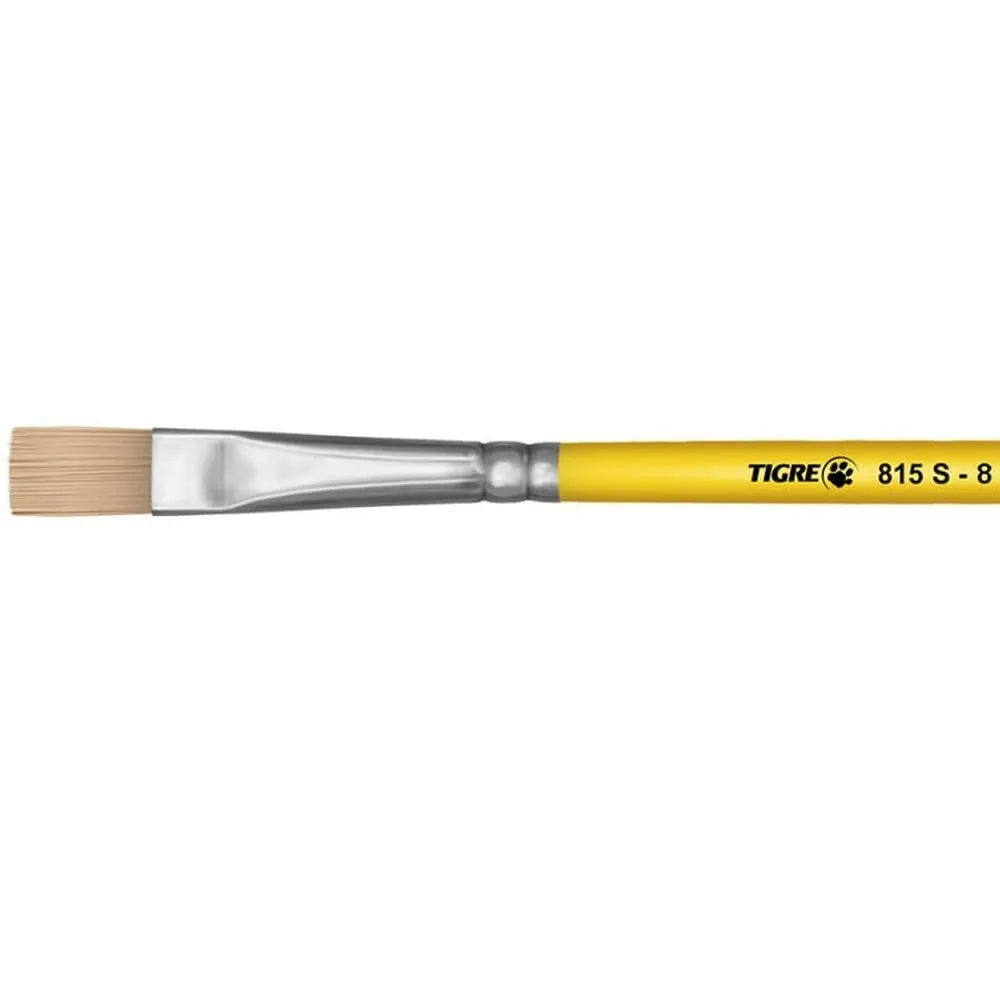Pincel Artesanal Chato 815 Nº 08 Amarelo | Pincéis Tigre